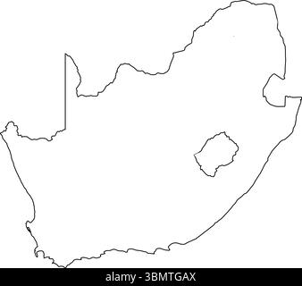 Umrisskarte von Südafrika - Schwarze Linie geografische Illustration Stock Vektor