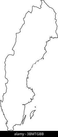 Umrisskarte von Schweden - Schwarze Linie geografische Abbildung Stock Vektor