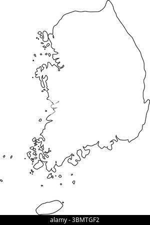 Vektorkarte von Südkorea isoliert auf einem transparenten Hintergrund, detaillierte Karte von Südkorea Stock Vektor