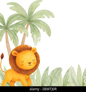 Cute Watercolor Animals Clipart – bezaubernde handgemalte Wildtiere für Kinder Stockfoto