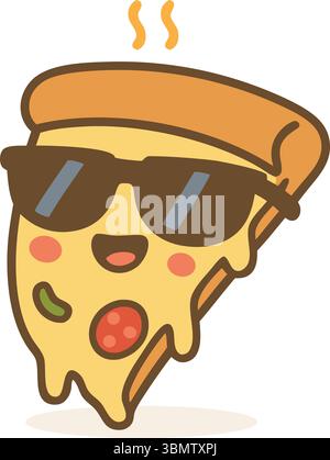 Niedliche meditierende Pizzablättchen mit Peperoni-Toppings in Yoga-Pose Stock Vektor