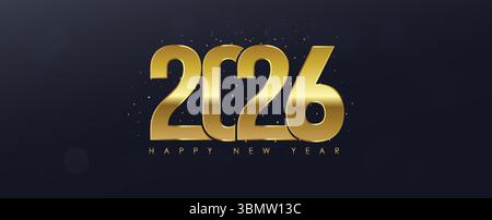 2026 Happy New Year Hintergrunddesign. Grußkarte, Banner, Poster. Vektorabbildung Stock Vektor