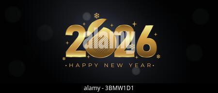 2026 Happy New Year Hintergrunddesign. Grußkarte, Banner, Poster. Vektorabbildung Stock Vektor