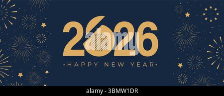 2026 Happy New Year Hintergrunddesign. Grußkarte, Banner, Poster. Vektorabbildung Stock Vektor