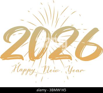 2026 Happy New Year Hintergrunddesign. Grußkarte, Banner, Poster. Vektorabbildung Stock Vektor