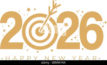 2026 Happy New Year Hintergrunddesign. Grußkarte, Banner, Poster. Vektorabbildung Stock Vektor
