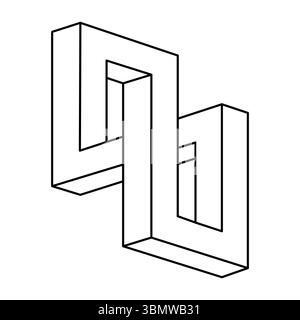 Unmögliche Objekte. Geometrische Linienform. Optische Illusionsfigur. Stock Vektor