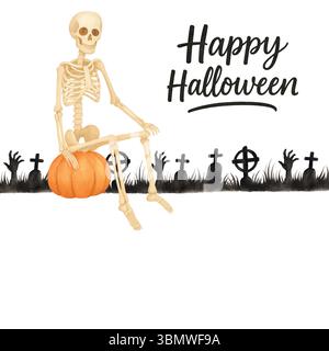 Halloween Aquarell Clipart – Niedliche Handgemalte Spooky Elements Stockfoto