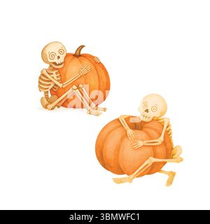 Halloween Aquarell Clipart – Niedliche Handgemalte Spooky Elements Stockfoto