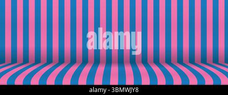 Trendiger abstrakter rosa blauer Streifenhintergrund. Verlaufsvektor-Illustration für Web, Vorlage, Poster, Karte, Banner. Pastellfarben einfach gestreift Stock Vektor