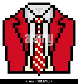 Anzug und Krawatte im Pixel-Art-Stil Stock Vektor
