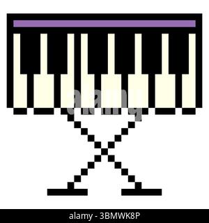 Keyboard Instrument Piano im Pixel Art Stil Stock Vektor