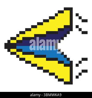 Papierflugzeug im Pixel-Art-Stil Stock Vektor