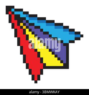 Papierflugzeug im Pixel-Art-Stil Stock Vektor