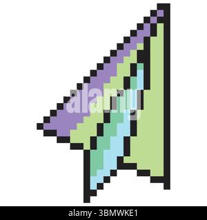 Papierflugzeug im Pixel-Art-Stil Stock Vektor