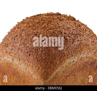 Stillleben, Schwarzbrot-Nahaufnahme auf weiß mit Scheibe Stockfoto
