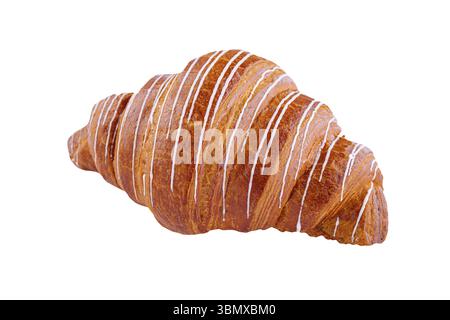 Essen Stillleben, frisches italienisches Croissant gefüllt mit Vanillecreme isoliert Stockfoto