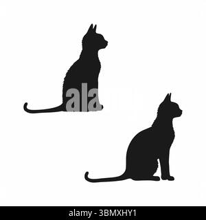 Sitzende Katze Silhouetten Vektor-Illustration Stockfoto