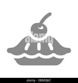 Vektorsymbol für Kirschkuchen. Traditionelles amerikanisches Diner und Bäckerei Kirschgebäck. Stock Vektor