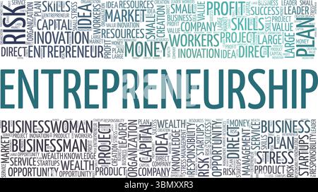 Entrepreneurship Word Cloud Konzeptdesign isoliert auf weißem Hintergrund. Stock Vektor