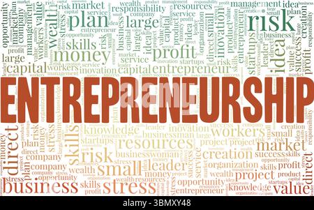 Entrepreneurship Word Cloud Konzeptdesign isoliert auf weißem Hintergrund. Stock Vektor