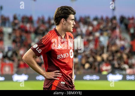 Toronto, Kanada. Juni 2025. Alonso Coello #14 wurde während des MLS-Spiels zwischen Toronto FC und Portland Timbers im BMO Field in Aktion gesehen. Das Spiel endete 3-0 für den Toronto FC. Quelle: SOPA Images Limited/Alamy Live News Stockfoto