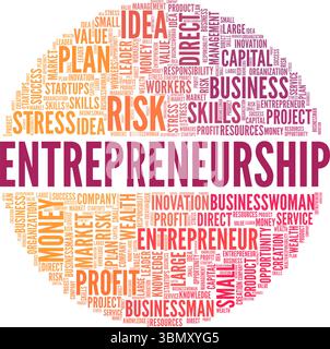 Entrepreneurship Word Cloud Konzeptdesign isoliert auf weißem Hintergrund. Stock Vektor