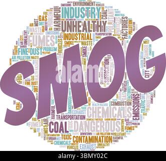Smog Word Cloud Konzeptdesign isoliert auf weißem Hintergrund. Stock Vektor