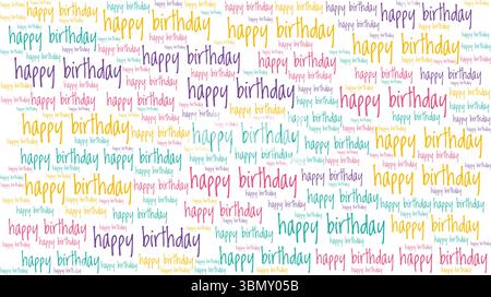 Happy Birthday Wortwolke konzeptionelles Design isoliert auf weißem Hintergrund. Stock Vektor