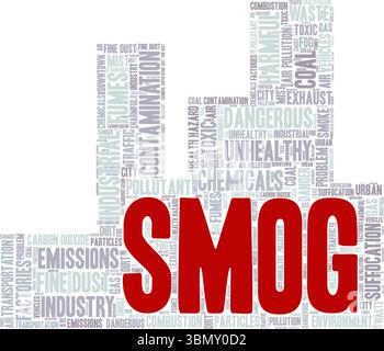 Smog Word Cloud Konzeptdesign isoliert auf weißem Hintergrund. Stock Vektor
