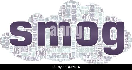 Smog Word Cloud Konzeptdesign isoliert auf weißem Hintergrund. Stock Vektor