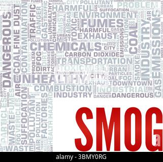Smog Word Cloud Konzeptdesign isoliert auf weißem Hintergrund. Stock Vektor