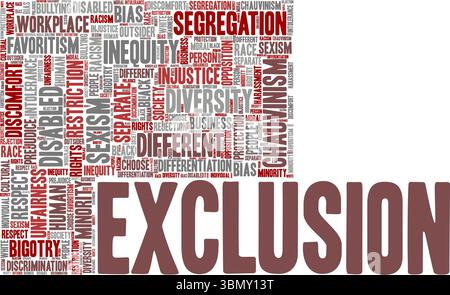 Konzeptionelles Design der Ausschlusswortwolke isoliert auf weißem Hintergrund. Stock Vektor