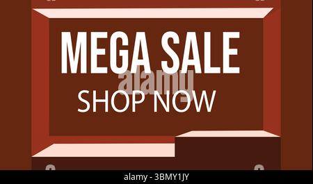 Mega Sale Brown Banner Jetzt Werbe-Label-Design Kaufen Stock Vektor