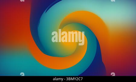 Lebendiger abstrakter Strudel mit glatten Farbverläufen, die Orange-, Petrol-, Blau- und Rottöne vermischen, ideal für digitale Designs, Präsentationen oder Hintergründe Stock Vektor