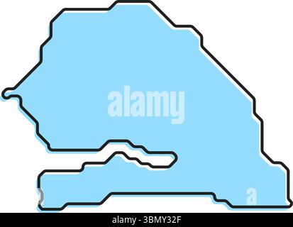 Eine einfache stilisierte Karte des Landes Senegal. Moderne Landkarte für Infografiken. Stock Vektor