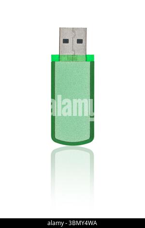 Es ist grün USB isoliert auf weiß. Stockfoto