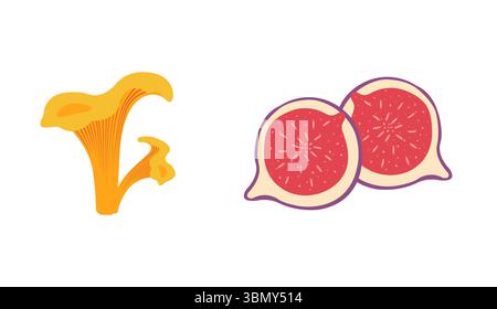 Flatherbstsaison Icons Pilze, Abb. Stock Vektor