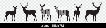 „Set of Deer Silhouettes Vector Clip Art on White Background“ Stock Vektor