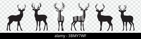 „Set of Deer Silhouettes Vector Clip Art on White Background“ Stock Vektor