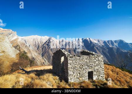 Alte Almweide im Regionalpark der Apuanischen Alpen (italien) Stockfoto