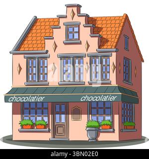 Traditionelles belgisches Schokoladengeschäft, Brügge, Belgien Stock Vektor