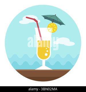 Cocktail-Vektor-Symbol. Strand. Sommer. Sommerzeit. Urlaub. Urlaub, Folge 10 Stock Vektor