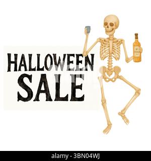 Halloween Aquarell Clipart – Niedliche Handgemalte Spooky Elements Stockfoto