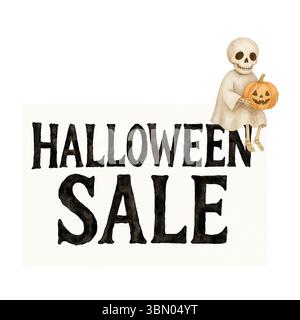 Halloween Aquarell Clipart – Niedliche Handgemalte Spooky Elements Stockfoto