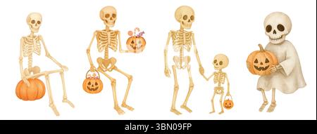 Halloween Aquarell Clipart – Niedliche Handgemalte Spooky Elements Stockfoto