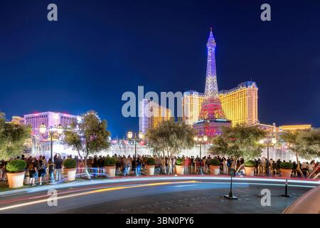 Nachtansicht auf den Las Vegas Strip am 9. Mai 2024 in Las Vegas, Nevada. Stockfoto