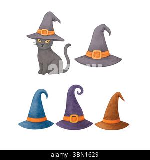 Halloween Aquarell Clipart – Niedliche Handgemalte Spooky Elements Stockfoto