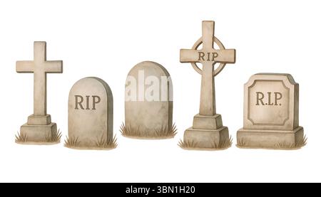 Halloween Aquarell Clipart – Niedliche Handgemalte Spooky Elements Stockfoto