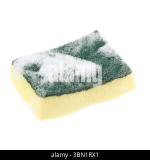 Es handelt sich um einen Schwamm mit Schaumstoff, der auf weiß isoliert ist. Stockfoto
